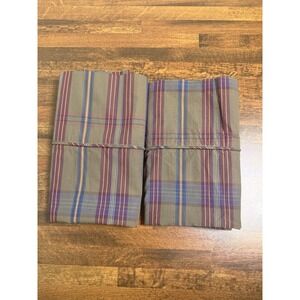 Ralph Lauren ADRIANA PLAID Olive Green 2 STANDARD Pillowcases 100% Cotton